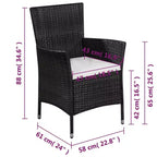vidaXL Patio Bistro Set Outdoor Furniture Set Wicker Table and Chairs Rattan
