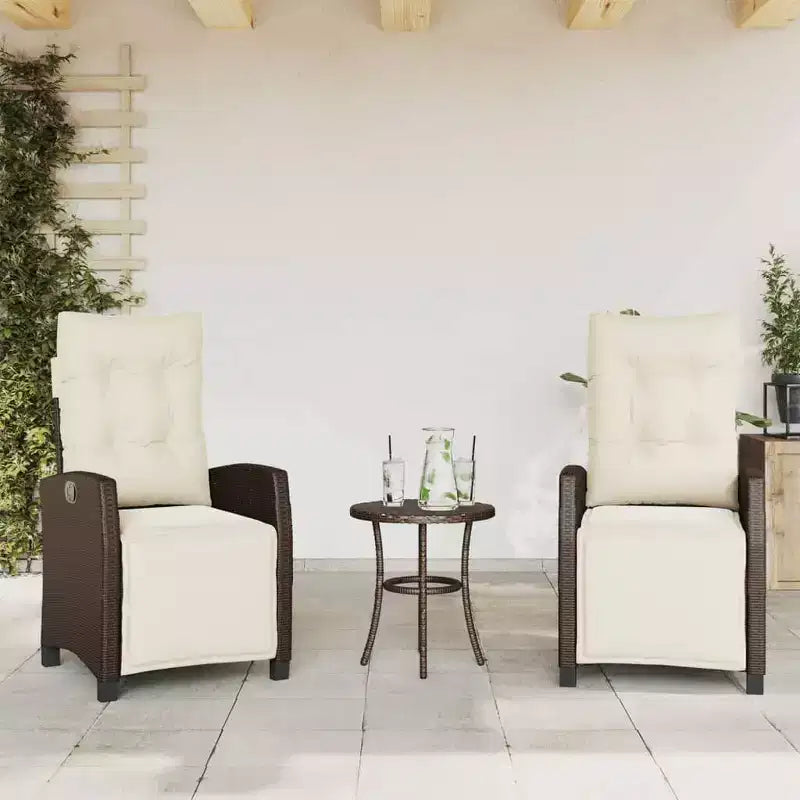 vidaXL 3 Piece Bistro Set with Cushions Black Poly Rattan