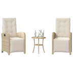 vidaXL 3 Piece Bistro Set with Cushions Black Poly Rattan