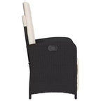 vidaXL 3 Piece Bistro Set with Cushions Black Poly Rattan
