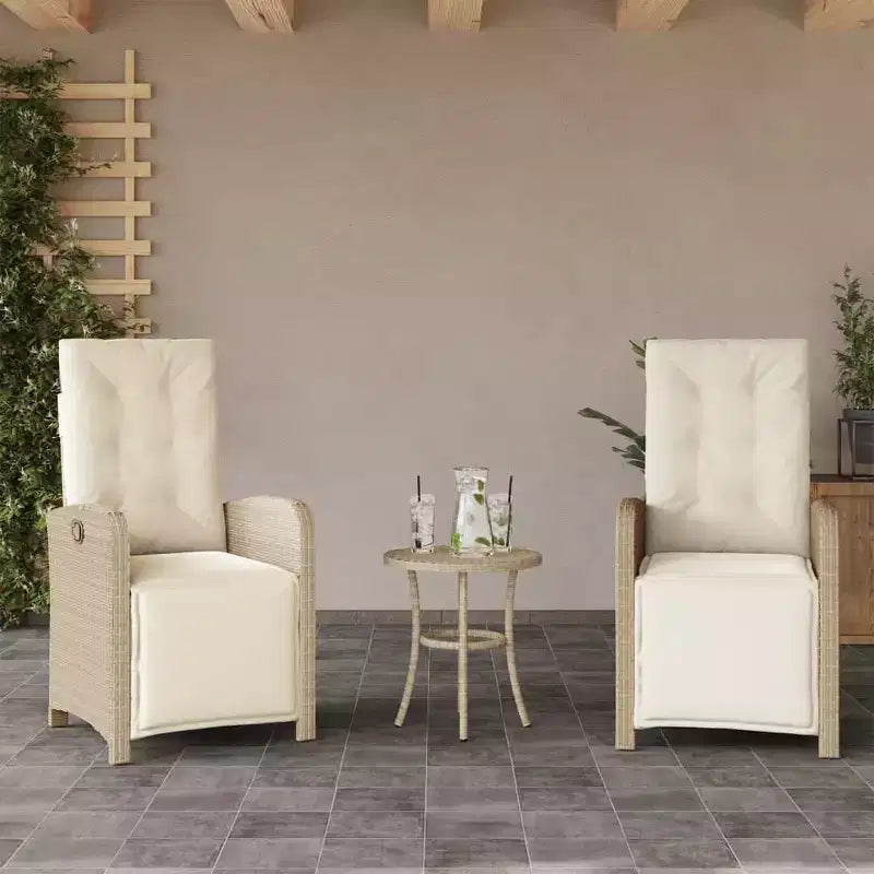vidaXL 3 Piece Bistro Set with Cushions Black Poly Rattan
