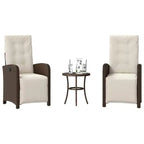 vidaXL 3 Piece Bistro Set with Cushions Black Poly Rattan