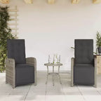 vidaXL 3 Piece Bistro Set with Cushions Black Poly Rattan
