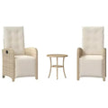 vidaXL 3 Piece Bistro Set with Cushions Black Poly Rattan