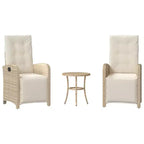 vidaXL 3 Piece Bistro Set with Cushions Black Poly Rattan