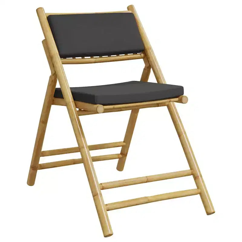 vidaXL Folding Bistro Set with Cushions Table and Chairs Outdoor 3 Pcs Bamboo