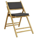 vidaXL Folding Bistro Set with Cushions Table and Chairs Outdoor 3 Pcs Bamboo