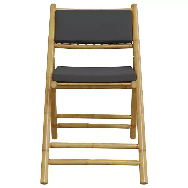 vidaXL Folding Bistro Set with Cushions Table and Chairs Outdoor 3 Pcs Bamboo