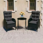 vidaXL 3 Piece Patio Bistro Set Poly Rattan and Glass