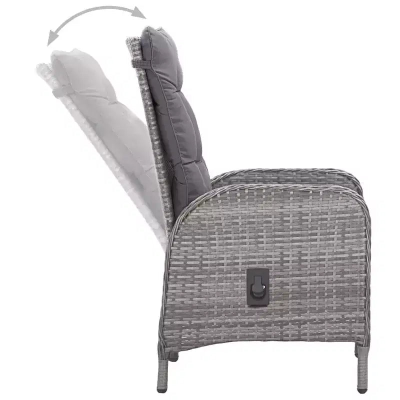 vidaXL 3 Piece Patio Bistro Set Poly Rattan and Glass