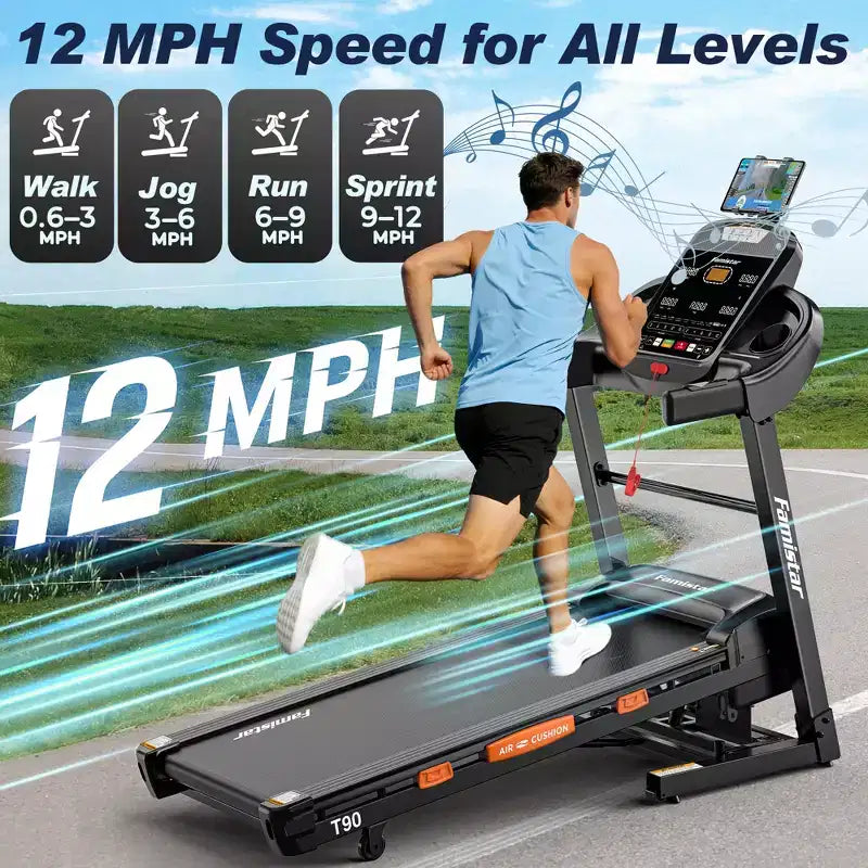 Treadmill Clearances,5.0 HP Folding Treadmill with 20-Level Adjustable Incline,12 mph Speed,Treadmill 400 lb Capacity,105 Preset Training Program