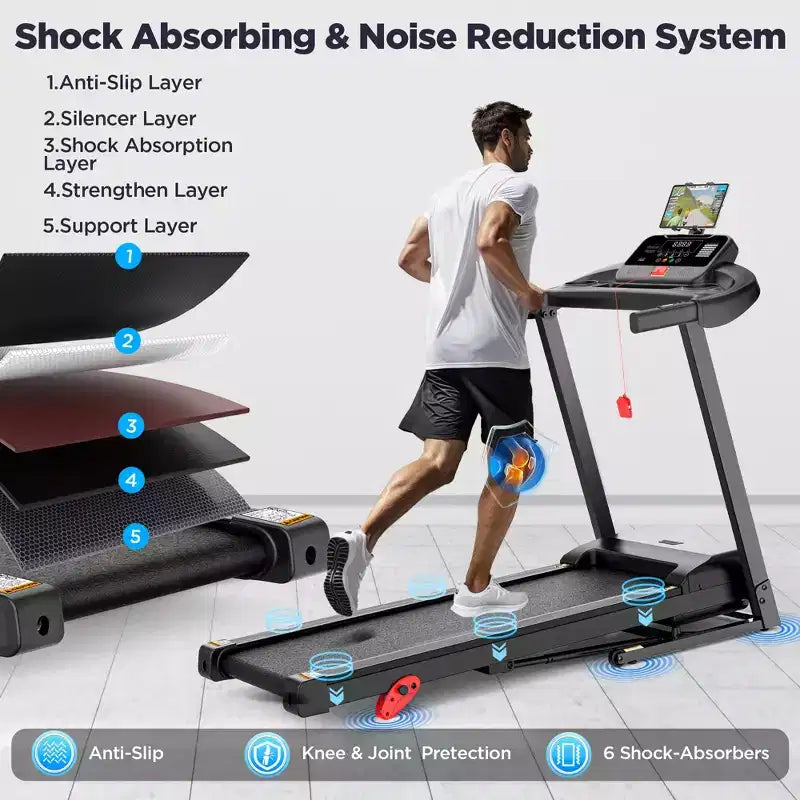 3HP Folding Treadmill for Home, 300 Lbs Capacity, 9 Adjustable Incline, 64 Programs, Bluetooth, APP Control, Compact Walking Running Machine