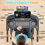 3.75HP Treadmill 300lb Capacity, Incline Folding Treadmill, 64+7 Smart Program, 7.5MPH, APP Control,Treadmill for Home Jogging Walking w/ HiFi Speaker