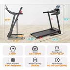 3.75HP Treadmill 300lb Capacity, Incline Folding Treadmill, 64+7 Smart Program, 7.5MPH, APP Control,Treadmill for Home Jogging Walking w/ HiFi Speaker