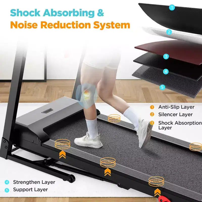 3.75HP Treadmill 300lb Capacity, Incline Folding Treadmill, 64+7 Smart Program, 7.5MPH, APP Control,Treadmill for Home Jogging Walking w/ HiFi Speaker
