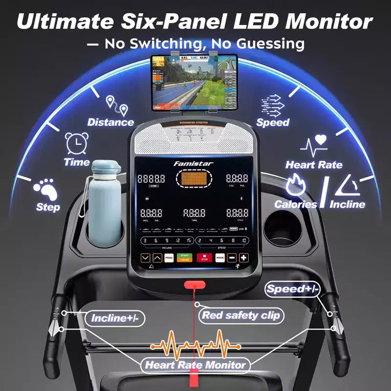 5HP Folding Treadmill  20-Level Automatic Incline, 105 Preset Programs, 0.6512 MPH, App Control for Home Gym