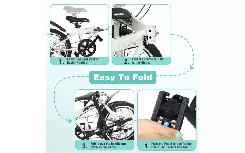 20 Inch Folding Bike for Adults with Basket, Phone Holder & Fenders, Steel Frame 6-Speed City Commuter, Dual V-Brake Portable Compact Bicycle
