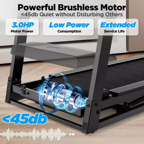 3.5HP Folding Treadmill for Home, 3-Level Incline, 7.5 MPH, 64 Programs, Free courses & App Control