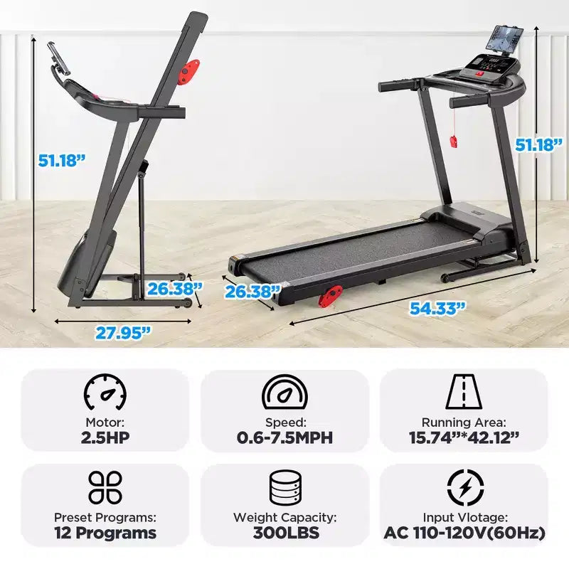 Treadmill on Sale,Treadmills Clearance, Running Treadmills for Home, Wide Folding Treadmill with Handle Bars, Speaker, 300 lb Weight Capacity