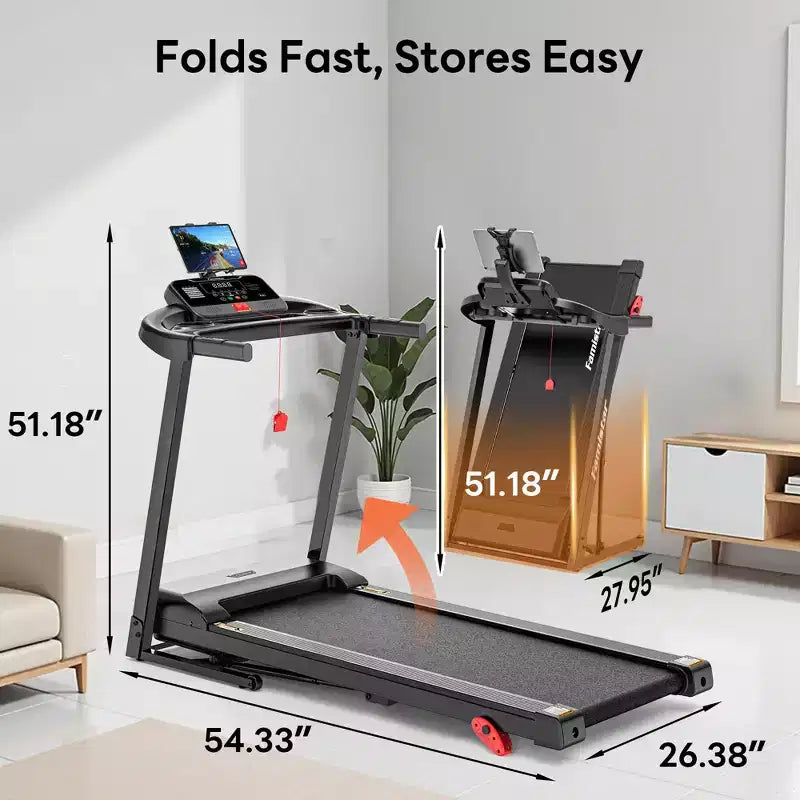 7.5MPH Treadmill for Home Use, Folding Incline Treadmill with APP Control, 300lbs Capacity treadmill, 2.5HP Brushless Motor, Home & Office