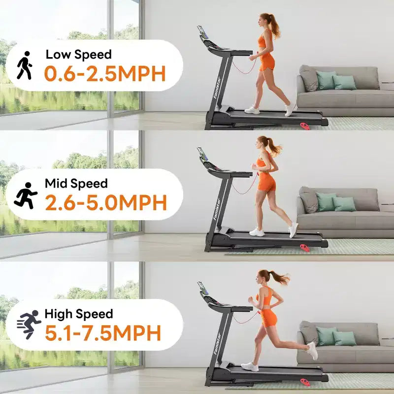 Treadmill 350LBS Capacity for Home, 3.1HP Folding Treadmill , Treadmill with 8% Incline, 7.5MPH, 71 Preset Programs, Shock Absorption