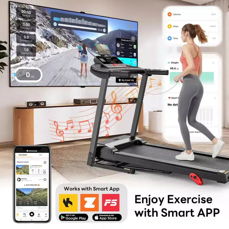 Treadmill 350LBS Capacity for Home, 3.1HP Folding Treadmill , Treadmill with 8% Incline, 7.5MPH, 71 Preset Programs, Shock Absorption