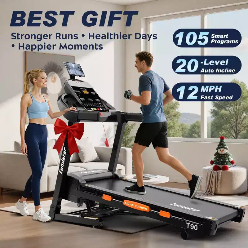 Foldable Treadmill with 20-Level Auto Incline, 12 MPH Speed, APP Control, 400 LBS Capacity, Soft-Drop Design