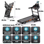 Foldable Treadmill with 20-Level Auto Incline, 12 MPH Speed, APP Control, 400 LBS Capacity, Soft-Drop Design