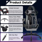 MAYEERTY Gaming Chair, Computer Chair, Ergonomic Chair with Footrest Lumbar Backrest for Living Room Black Gray