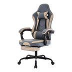 MAYEERTY Gaming Chair, Ergonomic Computer Chair with Footrest and Massage Lumbar Support, Height Adjustable Swivel Video Game Chair Blue Beige