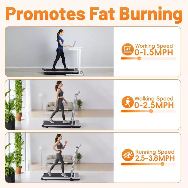 Okak Armless Walking Pad Treadmill with 200LBS Capacity, 3-IN-1 Portable Treadmill, Compact Treadmill for All Age Runner