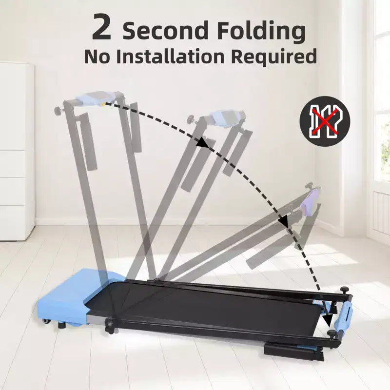 Okak Lightweight Folding Treadmill with Arms, Portable Treadmill with LED Screen, Walking Pad Treadmill for Home and Office Use