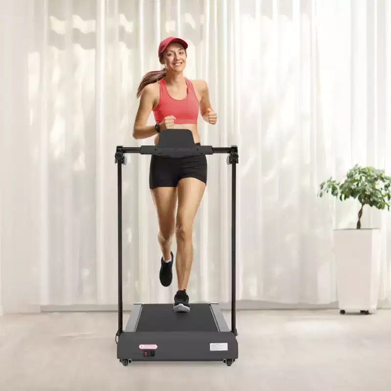 Okak Lightweight Folding Treadmill with Arms, Portable Treadmill with LED Screen, Walking Pad Treadmill for Home and Office Use
