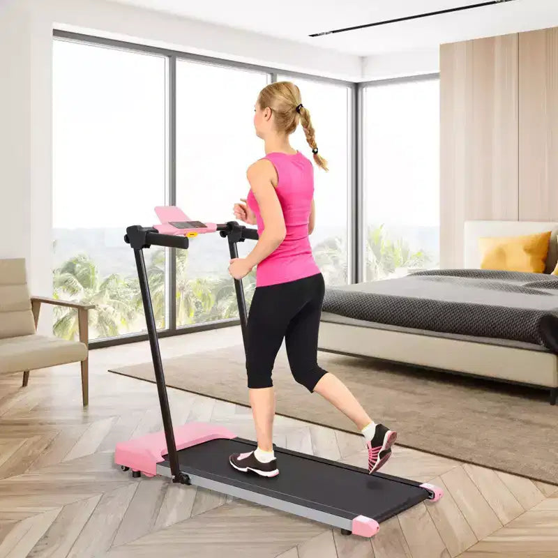 Okak Lightweight Folding Treadmill with Arms, Portable Treadmill with LED Screen, Walking Pad Treadmill for Home and Office Use