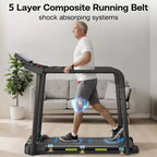 Okak Walking Pad Treadmill for Senior, Foldable Treadmill with Long Handrail for Balance, Treadmill with Large LED Display, Black
