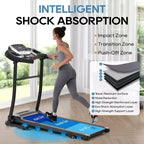 Okak Folding Treadmills with Pulse Sensor, Walking Pad Treadmill with Quiet Brushless Motor, 12 Preset Programs Treadmill with Incline, Black+Silver