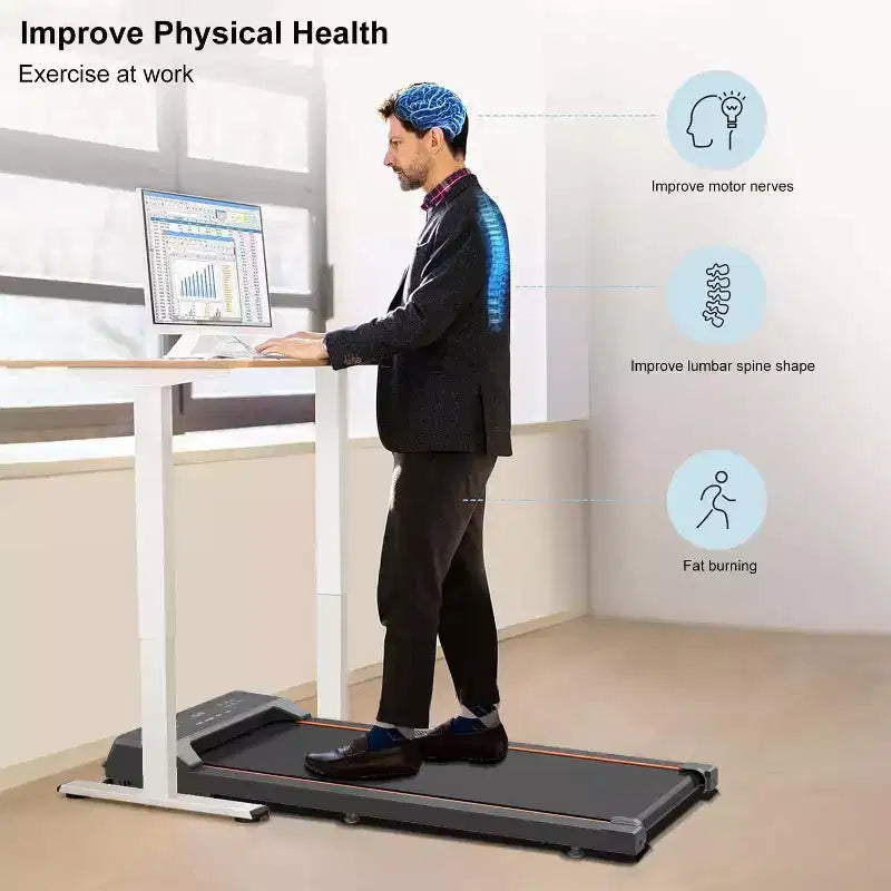 Okak Walking Pad Treadmill with LED Display and Remote Control, 2.5HP Under Desk Treadmill, Portable Treadmill for Home, Office, Black