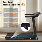 Okak 3.0 HP Treadmill with Incline with Hydraulic System, Auto-Folding Treadmill with Type C & USB Charge, Walking Pad with Bluetooth Speaker, Black