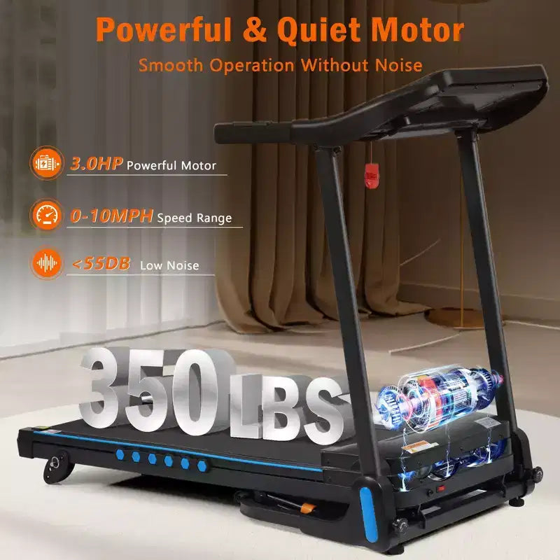 Okak 3.0 HP Treadmill with Incline with Hydraulic System, Auto-Folding Treadmill with Type C & USB Charge, Walking Pad with Bluetooth Speaker, Black