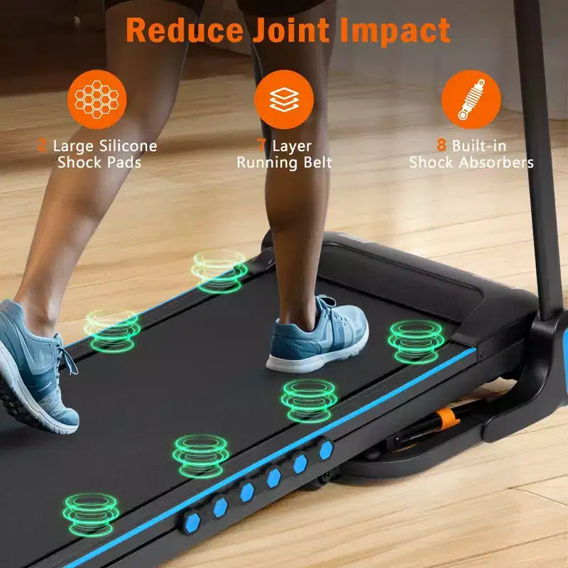 Okak 3.0 HP Treadmill with Incline with Hydraulic System, Auto-Folding Treadmill with Type C & USB Charge, Walking Pad with Bluetooth Speaker, Black