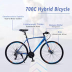 Road Bike with 24 Speeds Drivetrain, 700C Bike with Disc Brakes, Lightweight City Bike Aluminum Alloy Frame,Road Hybrid Bike for Men Women
