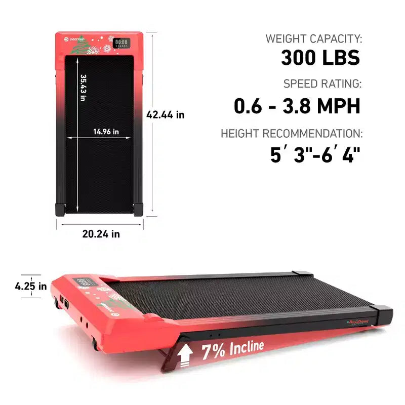 DeerRun Q2 Christmas Edition home use & light running 7% Incline Smart Walking Pad Treadmill