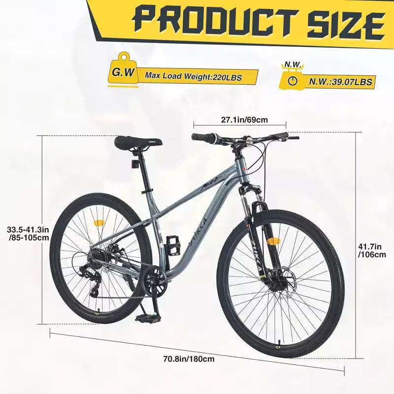 29 Inch Mountain Bike, Single Speed/ 8 Speeds , Steel Frame, Front Suspension Fork, Disc Brake Bicycle for Women Men Adult,Multi Color