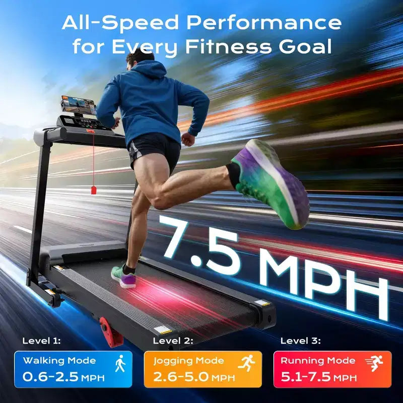 3.1HP Treadmill for Home, Folding Treadmill 300lbs Capacity, Treadmill with 6% Incline, 0.6-7.5MPH, 64 Preset Program