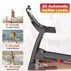 Treadmill Clearance: 5HP Folding Treadmill for Home, 20 Level Auto Incline, 71 Programs, Free Courses, 300 lbs Capacity, Jogging walking machine