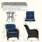 UPTIOT Outdoor Bistro Set with Ergonomic PE Rattan Chairs & Tempered Glass Side Table