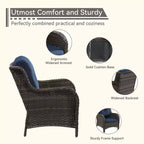 UPTIOT Outdoor Bistro Set with Ergonomic PE Rattan Chairs & Tempered Glass Side Table