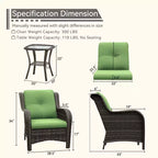UPTIOT Outdoor Bistro Set with Ergonomic PE Rattan Chairs & Tempered Glass Side Table
