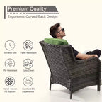 UPTIOT Outdoor Bistro Set with Ergonomic PE Rattan Chairs & Tempered Glass Side Table