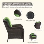 UPTIOT Outdoor Bistro Set with Ergonomic PE Rattan Chairs & Tempered Glass Side Table